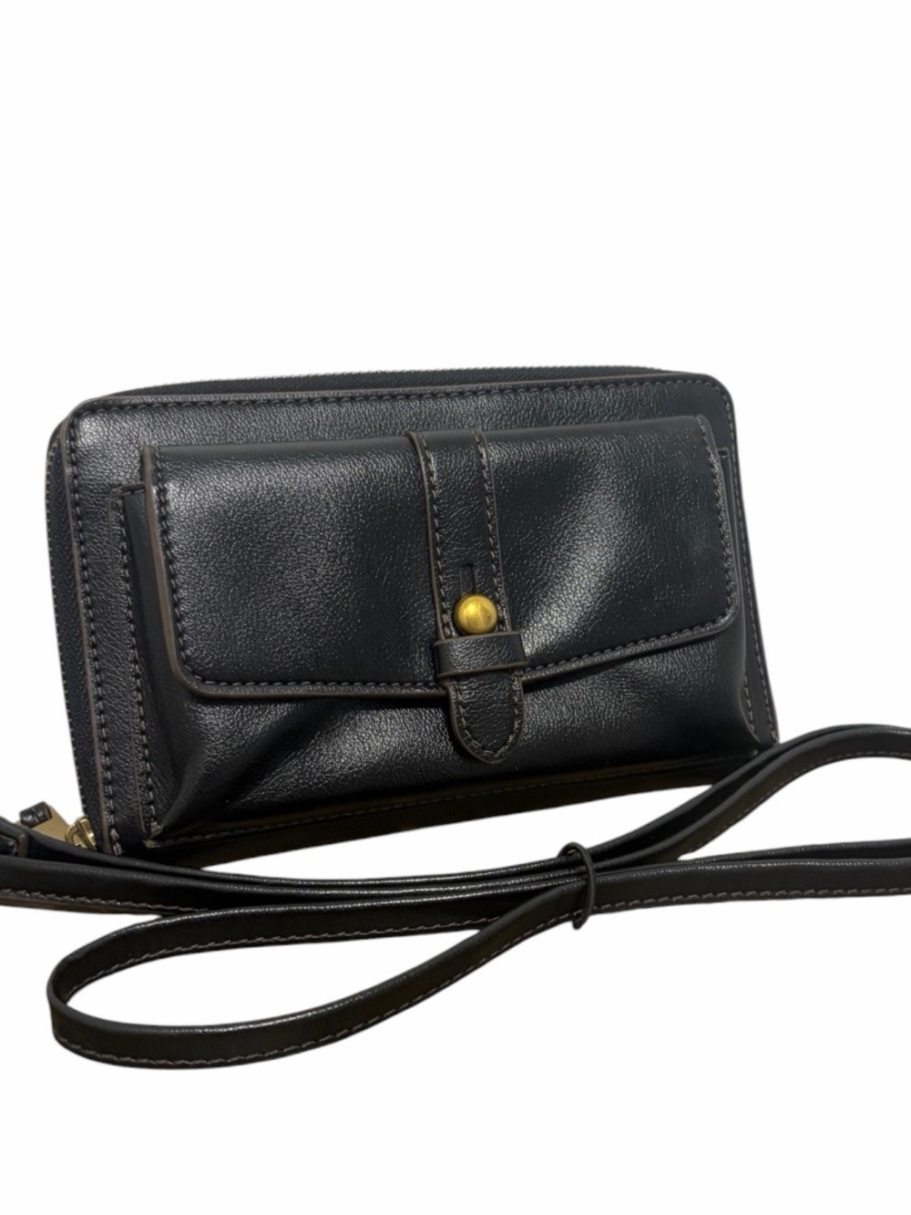 Fossil Faye Black Leather Convertible Crossbody Wallet - Almost New